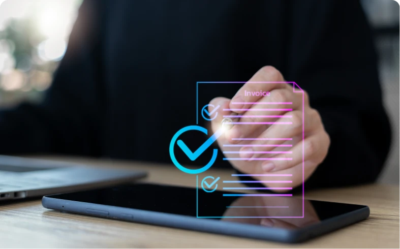 Hand interacting with virtual document