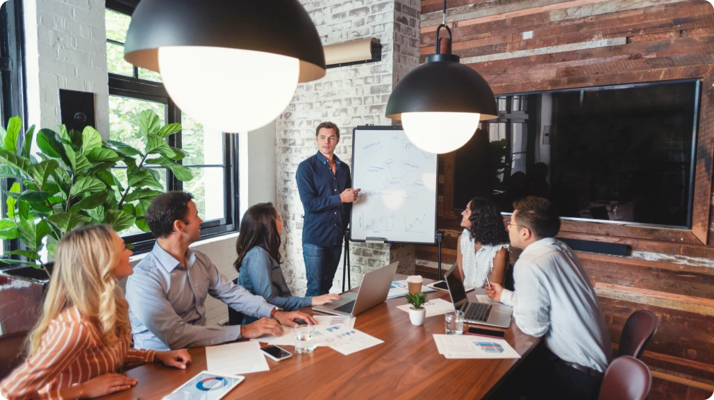 Business discussion in conference room